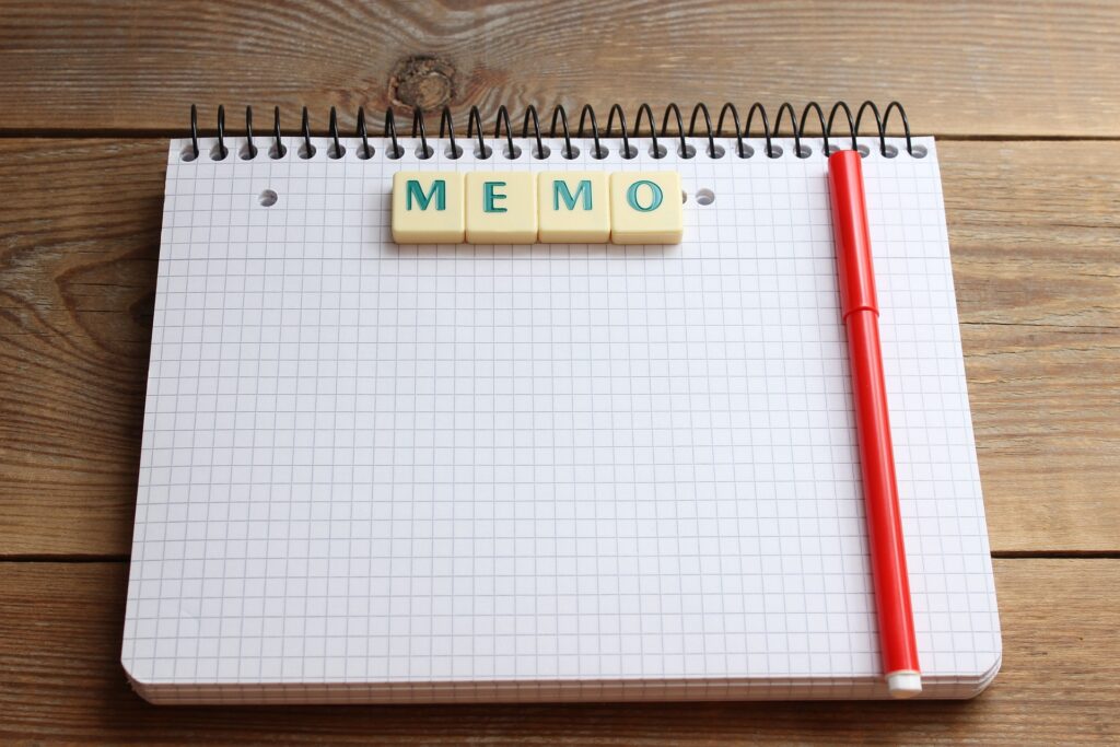 A memo pad to help with memory and recalling information